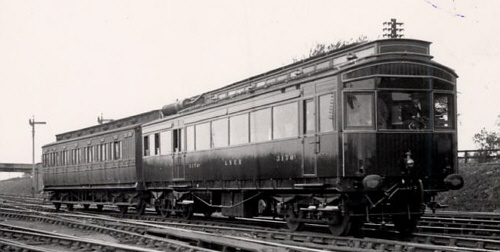 NER Petrol-Electric Autocar and clerestory coach at Poppleton Junction (K.Hoole)