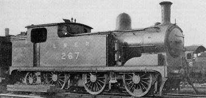 Class N8 No. 267 at Starbeck shed in 1935, with long smokebox superheated Diagram 67 boiler