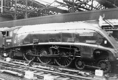 Gresley A4 Pacific No. 60015 'Quick Silver' at Newcastle in the early 1960s (A. Willis)