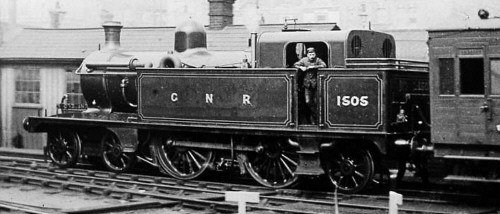 GNR C12 No. 1505 with condensing gear at Kings Cross (M.Peirson)