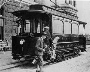 Cruden Bay Tram No. 1 outside the hotel in about 1930