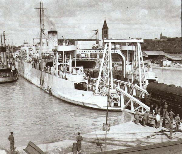 Harwich Train Ferry No. ?3 at Dieppe during war time (c. G.Robinson)